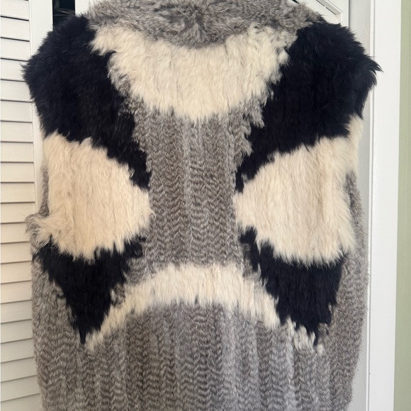 Vince Black, Gray, and Cream Genuine Fur Vest - Picture 2 of 4